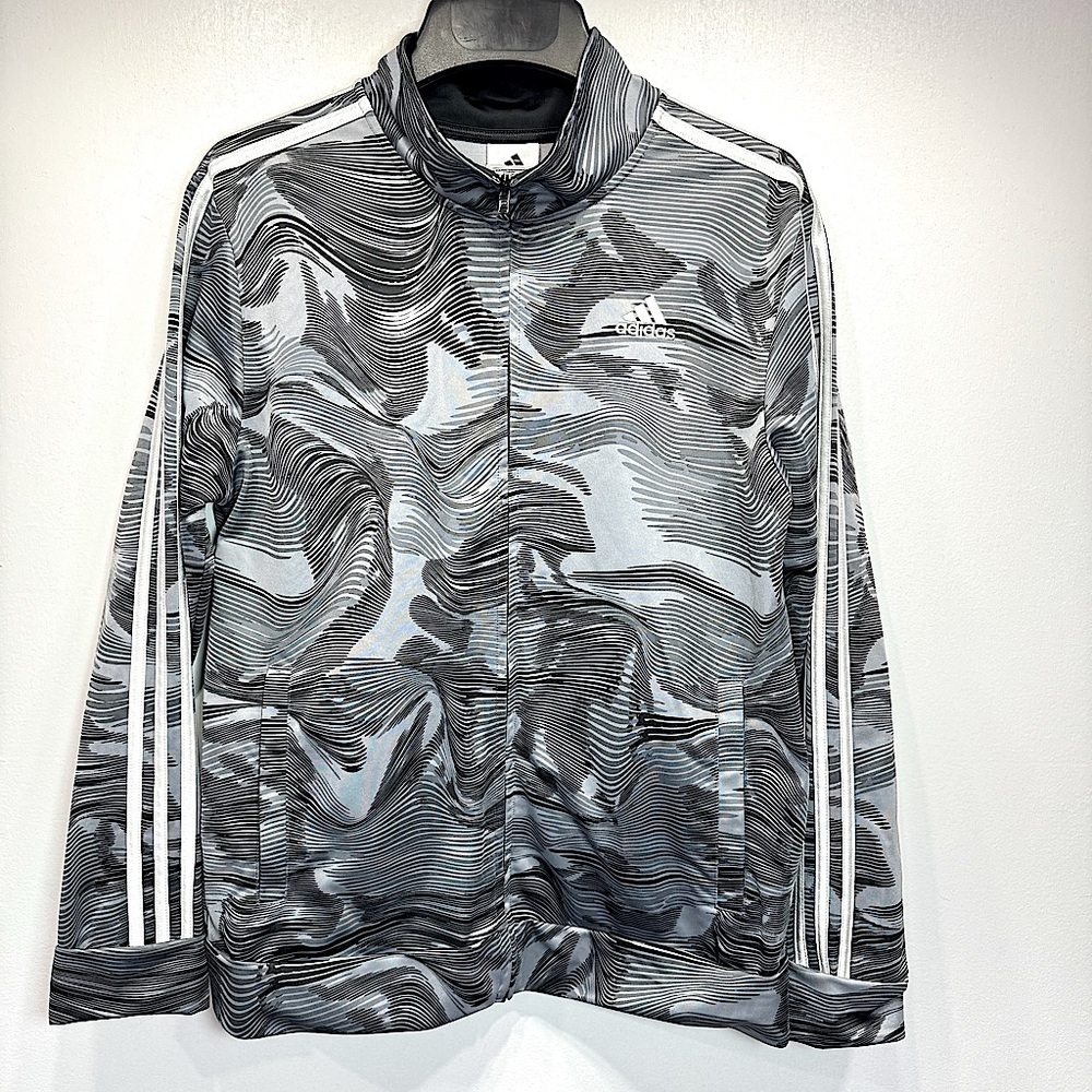 Adidas Youth Zip Front Camo Tricot Performance Jacket